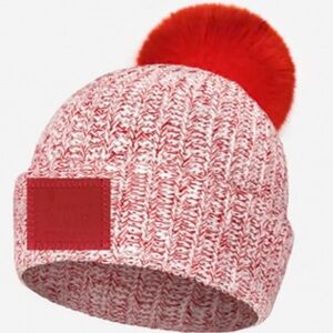 LOVE YOUR MELON red and white speckled monochrome pom beanie NEW!